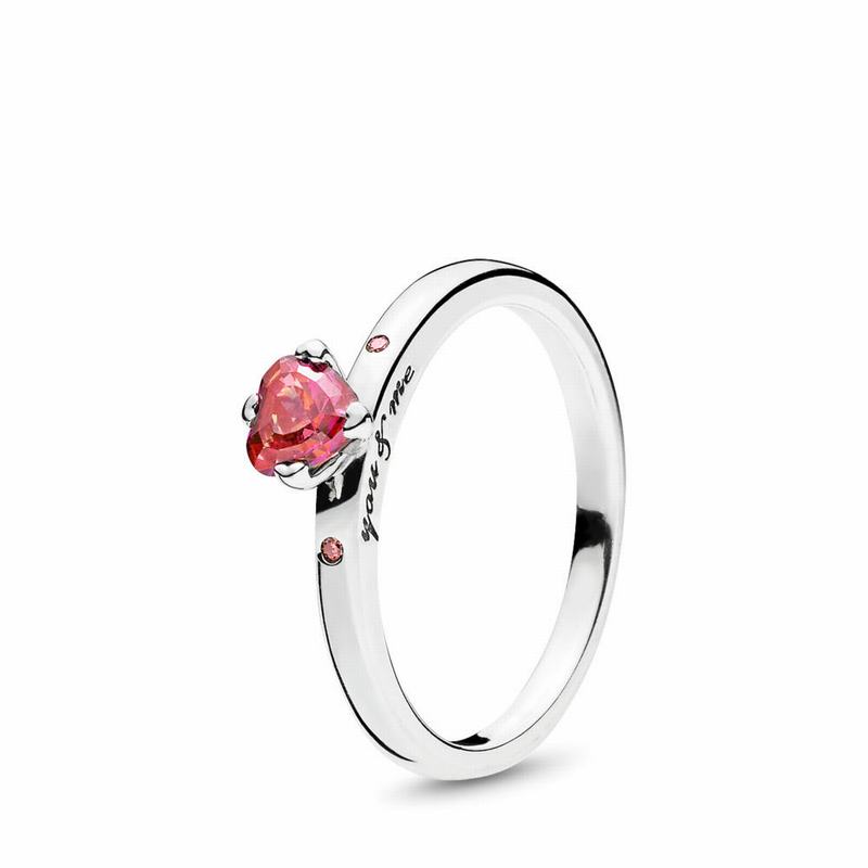 Pandora Sparkling Red Heart Stackable Ring - Sterling Silver/Pink/Cubic Zirconia - Canada | MZ7463AO